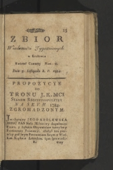 Zbiór Wiadomości Tygodniowych w Krakowie. 1784, nr 2