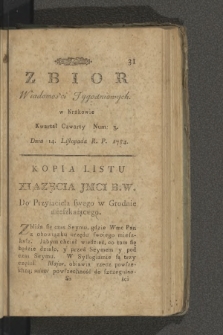 Zbiór Wiadomości Tygodniowych w Krakowie. 1784, nr 3
