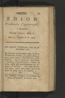Zbiór Wiadomości Tygodniowych w Krakowie. 1784, nr 6