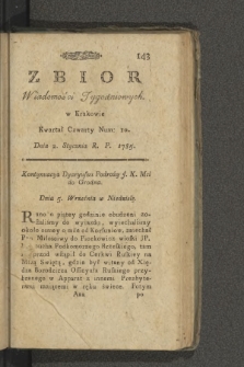 Zbiór Wiadomości Tygodniowych w Krakowie. 1785, nr 10