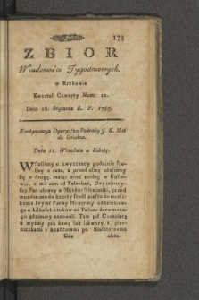 Zbiór Wiadomości Tygodniowych w Krakowie. 1785, nr 12