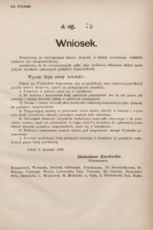 [Kadencja VII, sesja I, al. 79] Alegata do Sprawozdań Stenograficznych z Pierwszej Sesyi Siódmego Peryodu Sejmu Krajowego Królestwa Galicyi i Lodomeryi wraz z Wielkiem Księstwem Krakowskiem z roku 1895/6. Alegat 79