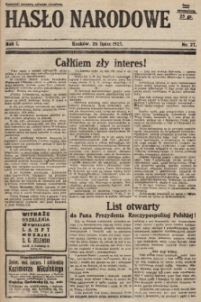Hasło Narodowe. 1925, nr 27