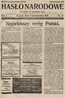 Hasło Narodowe. 1925, nr 37