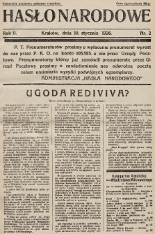 Hasło Narodowe. 1926, nr 2