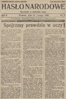 Hasło Narodowe. 1926, nr 7