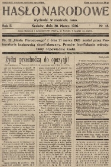 Hasło Narodowe. 1926, nr 13