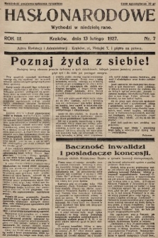 Hasło Narodowe. 1927, nr 7