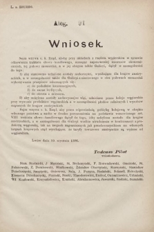 [Kadencja VII, sesja I, al. 91] Alegata do Sprawozdań Stenograficznych z Pierwszej Sesyi Siódmego Peryodu Sejmu Krajowego Królestwa Galicyi i Lodomeryi wraz z Wielkiem Księstwem Krakowskiem z roku 1895/6. Alegat 91