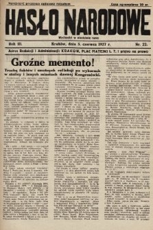 Hasło Narodowe. 1927, nr 22