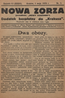 Nowa Zorza : (przedtem „Nowy Dzwonek”) : dodatek bezpłatny do „Krakusa”. 1928, nr 3