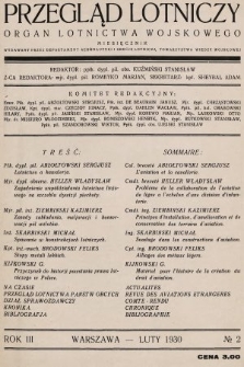 Przegląd Lotniczy : organ lotnictwa wojskowego : miesięcznik wydawany przez Departament Aeronautyki i Sekcję Lotniczą Towarzystwa Wiedzy Wojskowej. 1930, nr 2