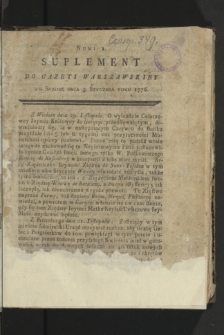 Gazeta Warszawska. 1776, nr 1 (suplement)