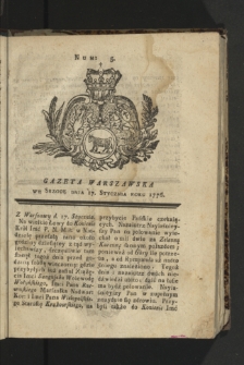 Gazeta Warszawska. 1776, nr 5