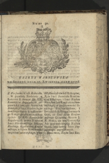 Gazeta Warszawska. 1776, nr 31