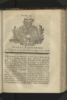 Gazeta Warszawska. 1776, nr 34