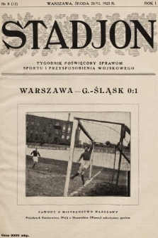 Stadjon : tygodnik poświęcony sprawom sportu i przysposobienia wojskowego. 1923, nr 8