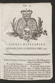 Gazeta Warszawska. 1774, nr 31