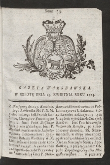 Gazeta Warszawska. 1774, nr 33