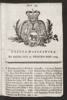 Gazeta Warszawska. 1774, nr 34