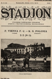Stadjon : tygodnik poświęcony sprawom sportu i przysposobienia wojskowego. 1923, nr 12