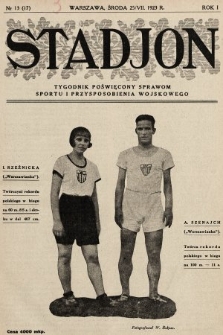 Stadjon : tygodnik poświęcony sprawom sportu i przysposobienia wojskowego. 1923, nr 13