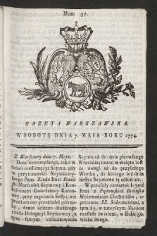 Gazeta Warszawska. 1774, nr 37