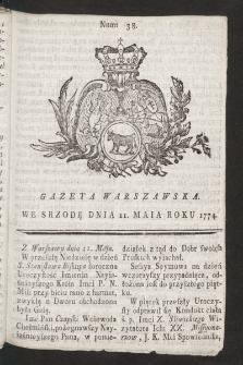 Gazeta Warszawska. 1774, nr 38