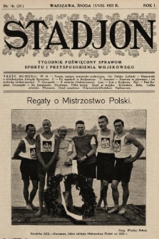 Stadjon : tygodnik poświęcony sprawom sportu i przysposobienia wojskowego. 1923, nr 16