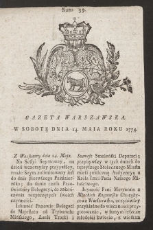 Gazeta Warszawska. 1774, nr 39