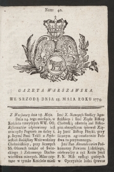 Gazeta Warszawska. 1774, nr 40