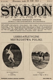 Stadjon : tygodnik poświęcony sprawom sportu i przysposobienia wojskowego. 1923, nr 18