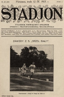 Stadjon : tygodnik poświęcony sprawom sportu i przysposobienia wojskowego. 1923, nr 20