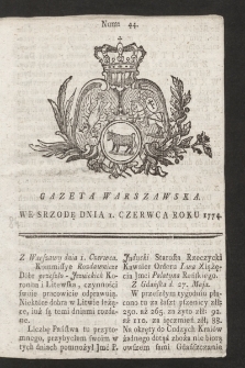 Gazeta Warszawska. 1774, nr 44