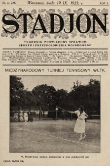 Stadjon : tygodnik poświęcony sprawom sportu i przysposobienia wojskowego. 1923, nr 21