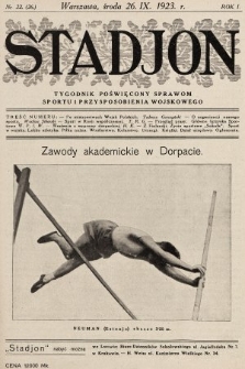 Stadjon : tygodnik poświęcony sprawom sportu i przysposobienia wojskowego. 1923, nr 22