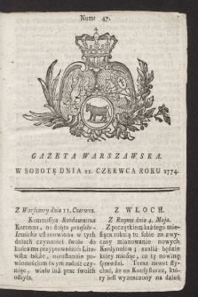 Gazeta Warszawska. 1774, nr 47