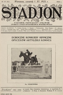 Stadjon : tygodnik poświęcony sprawom sportu i przysposobienia wojskowego. 1923, nr 27