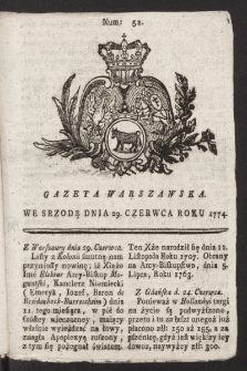 Gazeta Warszawska. 1774, nr 52