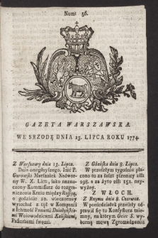 Gazeta Warszawska. 1774, nr 56