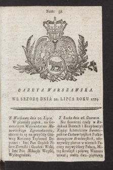 Gazeta Warszawska. 1774, nr 58