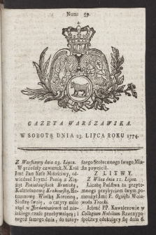 Gazeta Warszawska. 1774, nr 59