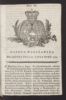 Gazeta Warszawska. 1774, nr 60