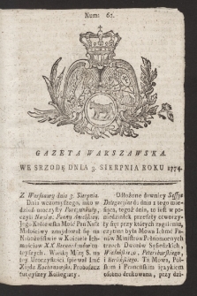 Gazeta Warszawska. 1774, nr 62