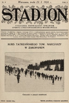 Stadjon : tygodnik poświęcony sprawom sportu i przysposobienia wojskowego. 1924, nr 4