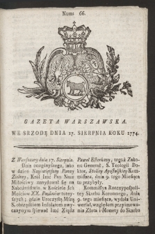 Gazeta Warszawska. 1774, nr 66