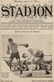 Stadjon : tygodnik poświęcony sprawom sportu i przysposobienia wojskowego. 1924, nr 6