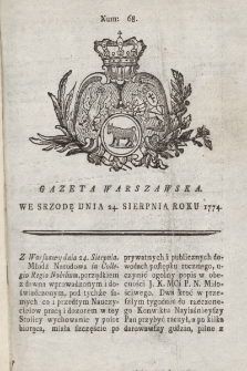 Gazeta Warszawska. 1774, nr 68
