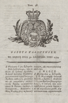 Gazeta Warszawska. 1774, nr 96
