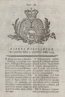 Gazeta Warszawska. 1774, nr 98